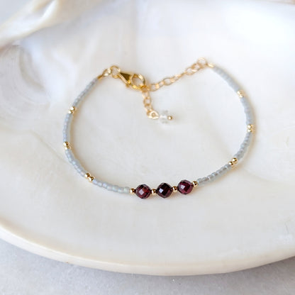 Garnet Gray Waters Triple Bracelet