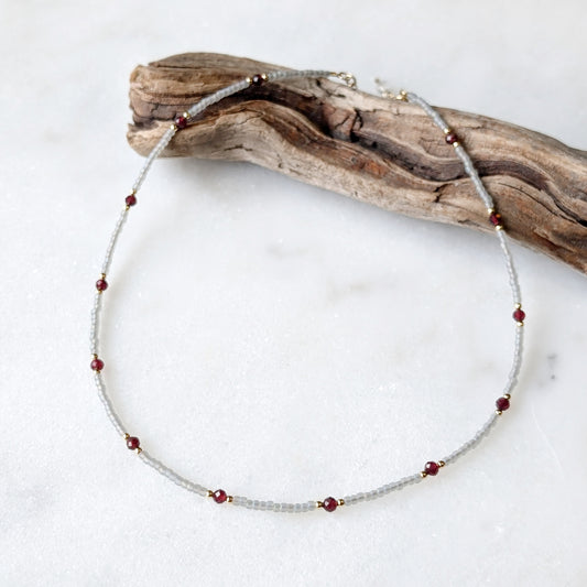 Garnet Gray Waters Necklace