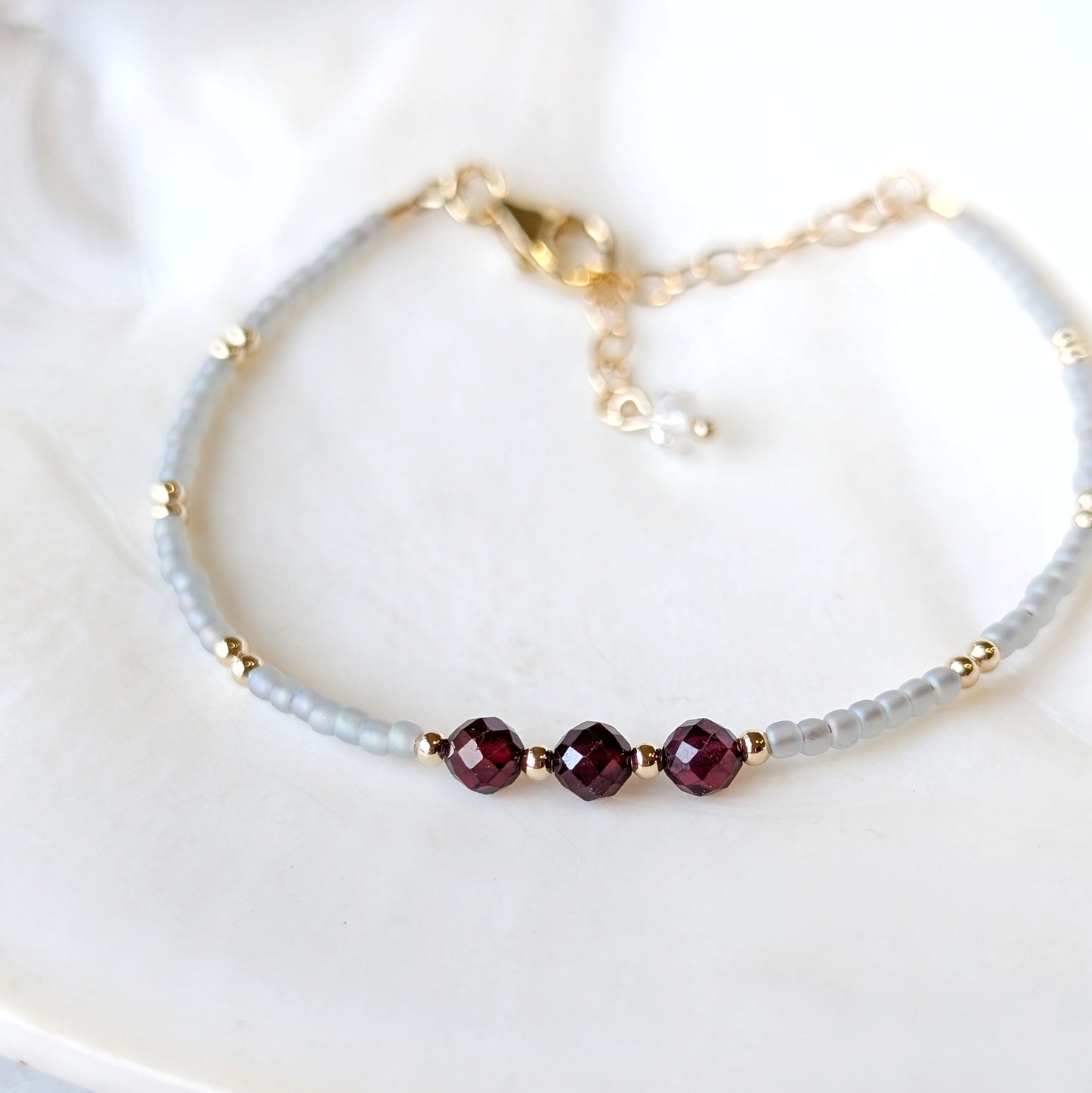 Garnet Gray Waters Triple Bracelet