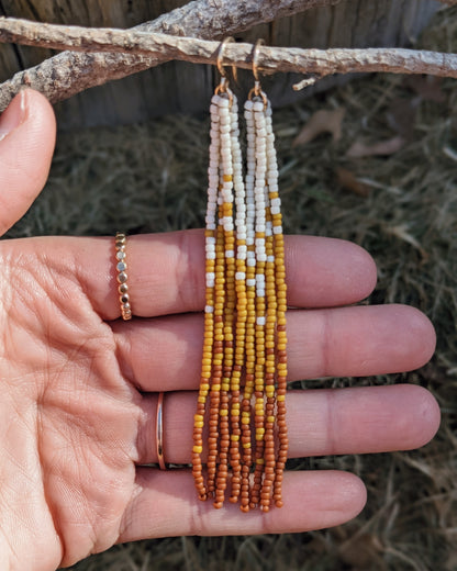 Chasing Sunset Long Fringe Beaded Earrings