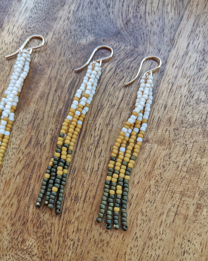 Larch Pine Short Fringe Beaded Earrings