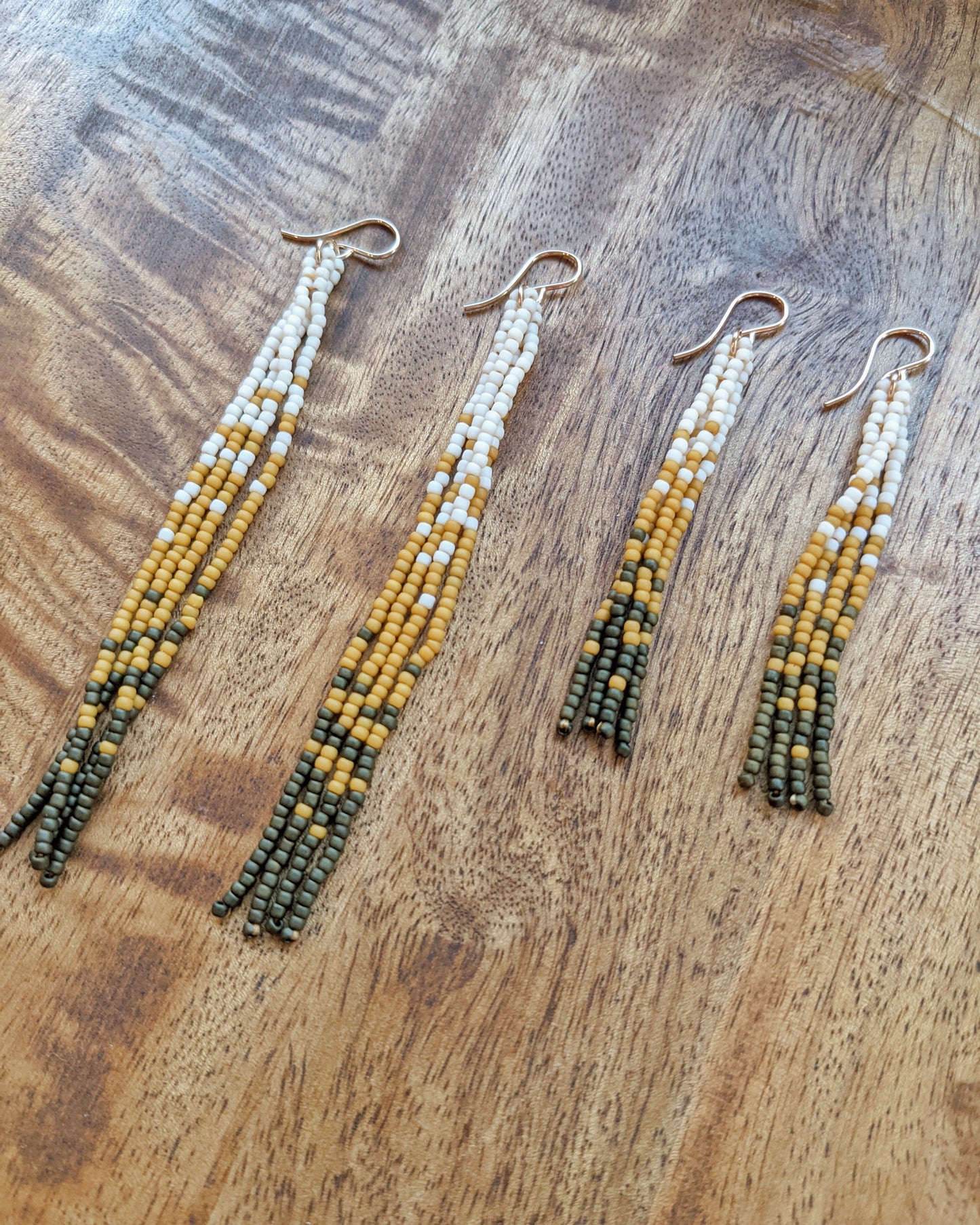 Larch Pine Short Fringe Beaded Earrings