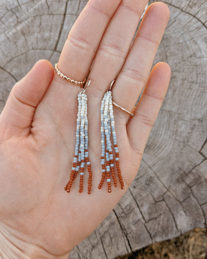 Winter Canyon Short Fringe Beaded Earrings