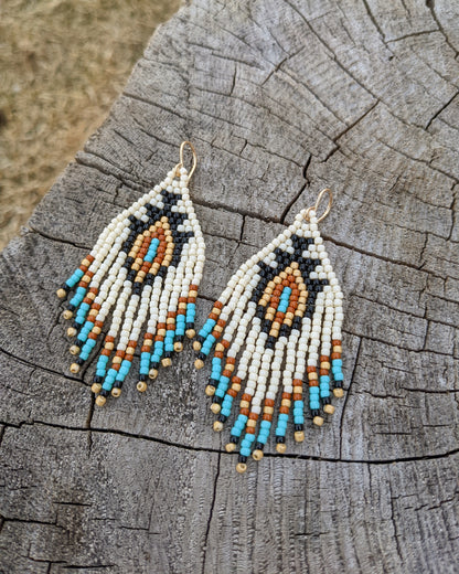 Antiqued Boho Fringe Beaded Earrings