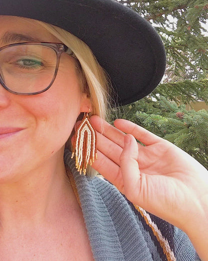 Terracotta & Gold Arrow Fringe Beaded Earrings