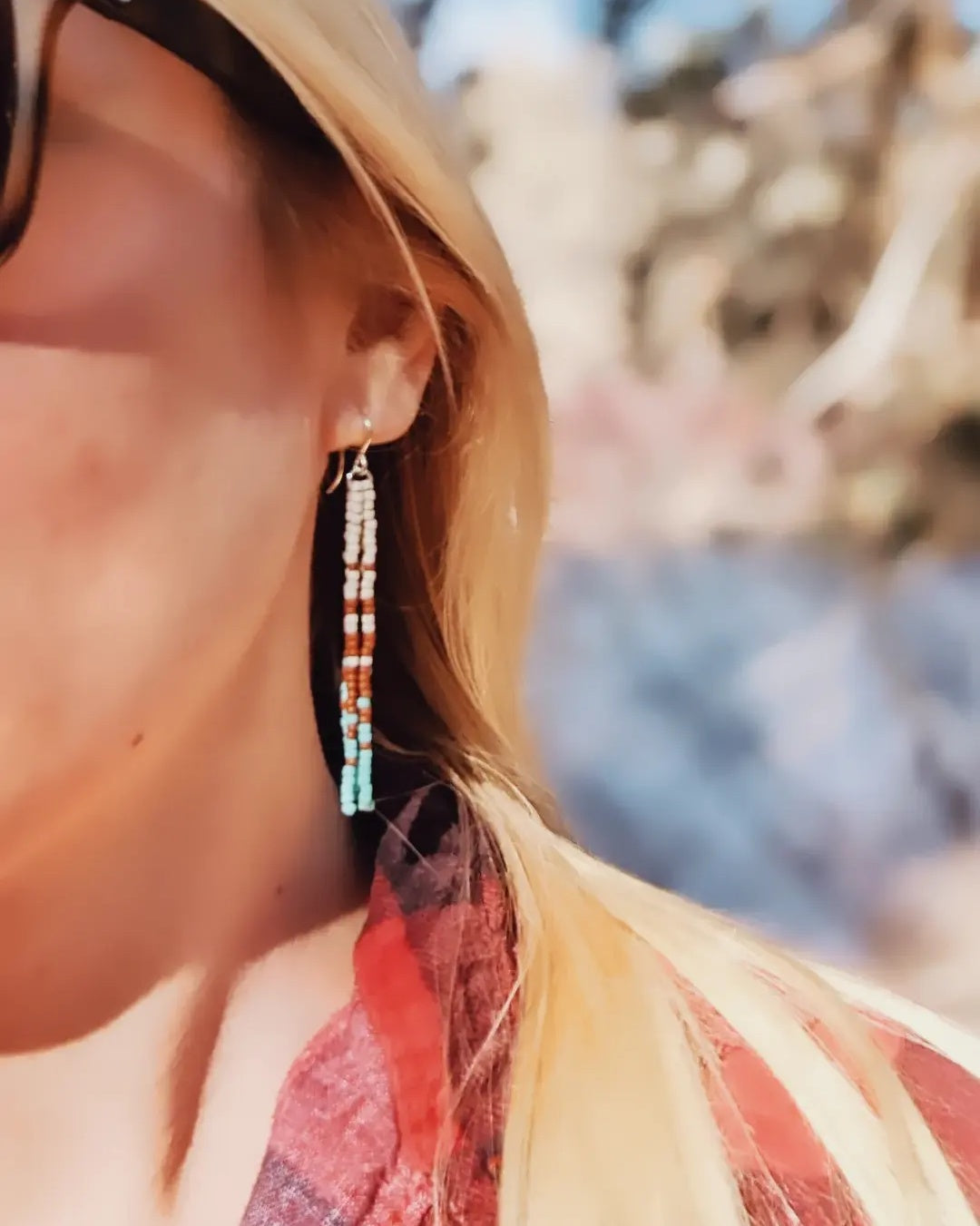 Southwest Wanderer Short Fringe Beaded Earrings