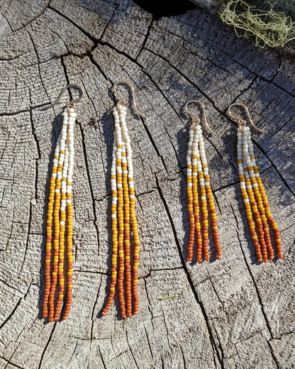 Chasing Sunset Long Fringe Beaded Earrings