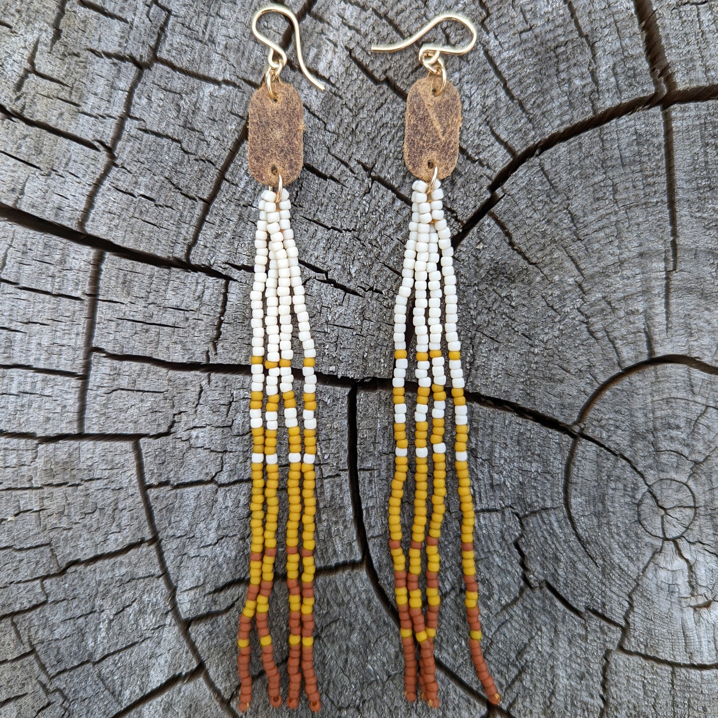 Chasing Sunset Leather Accented XL Long Fringe Earrings