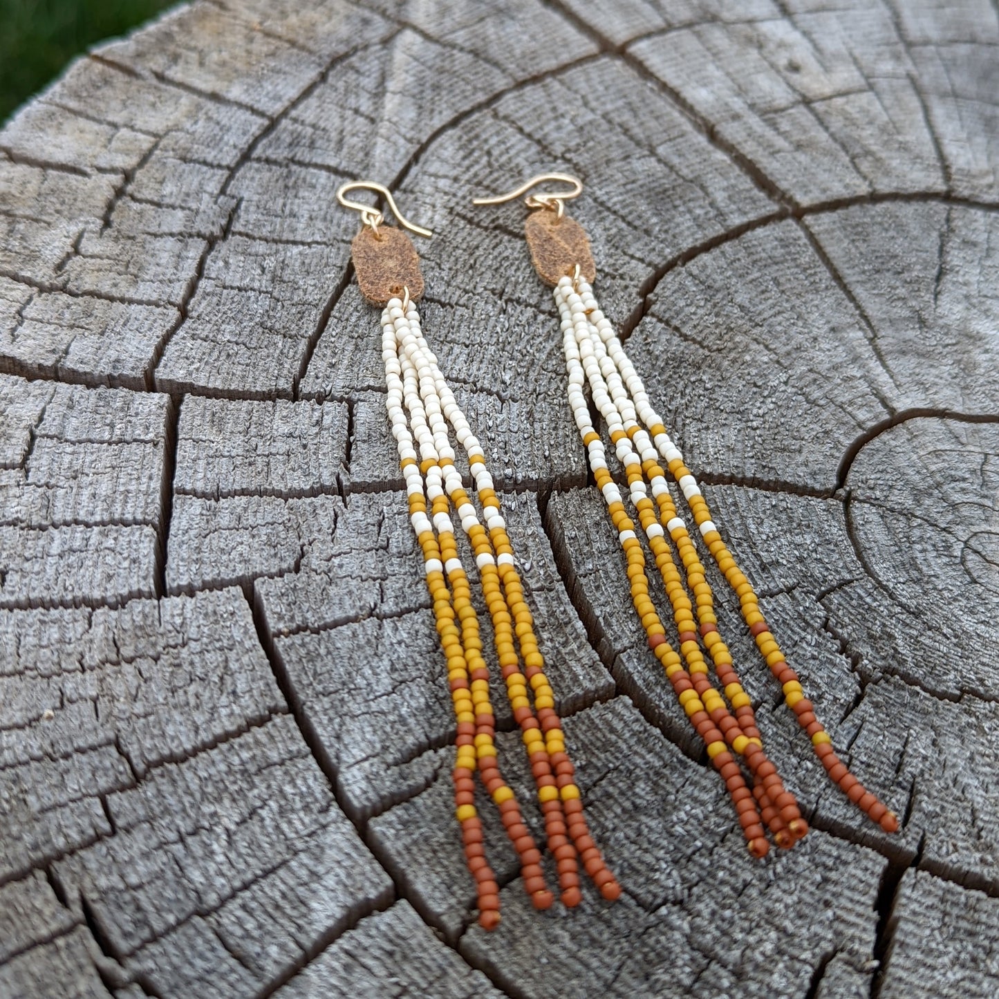 Chasing Sunset Leather Accented XL Long Fringe Earrings