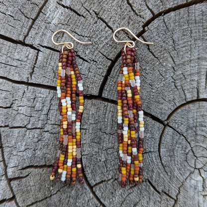 Autumn Warmth Short 6 Strand Fringe Earrings