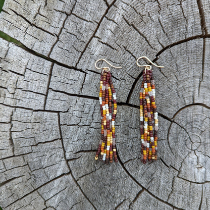 Autumn Warmth Short 6 Strand Fringe Earrings