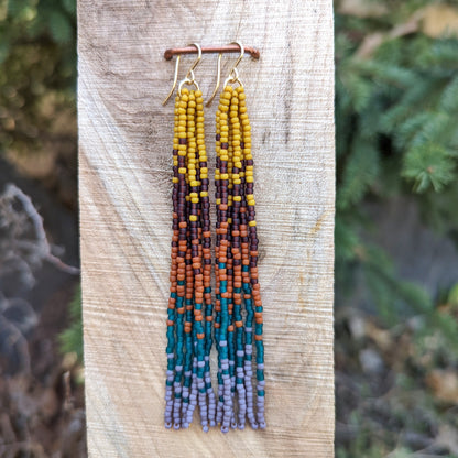 Twilight Tides 6 Strand Long Fringe Earring