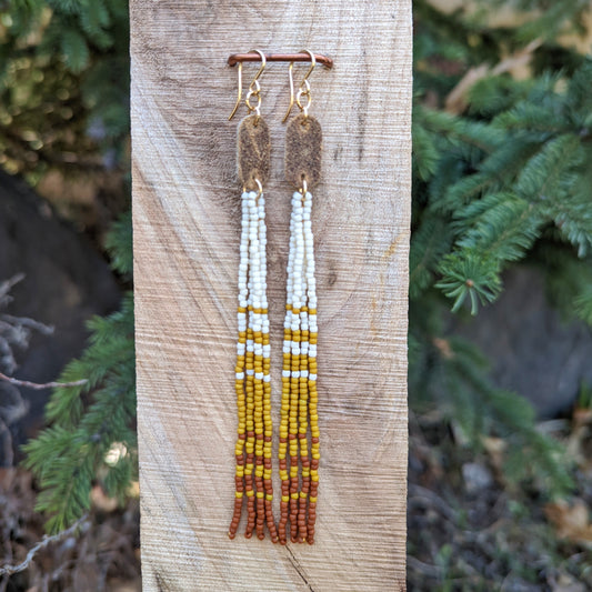 Chasing Sunset Leather Accented XL Long Fringe Earrings
