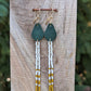 Larch Pine Green Leather Accent XL Long Fringe Earrings